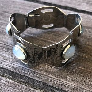VINTAGE  JELLY OPAL PANEL LINK BRACELET